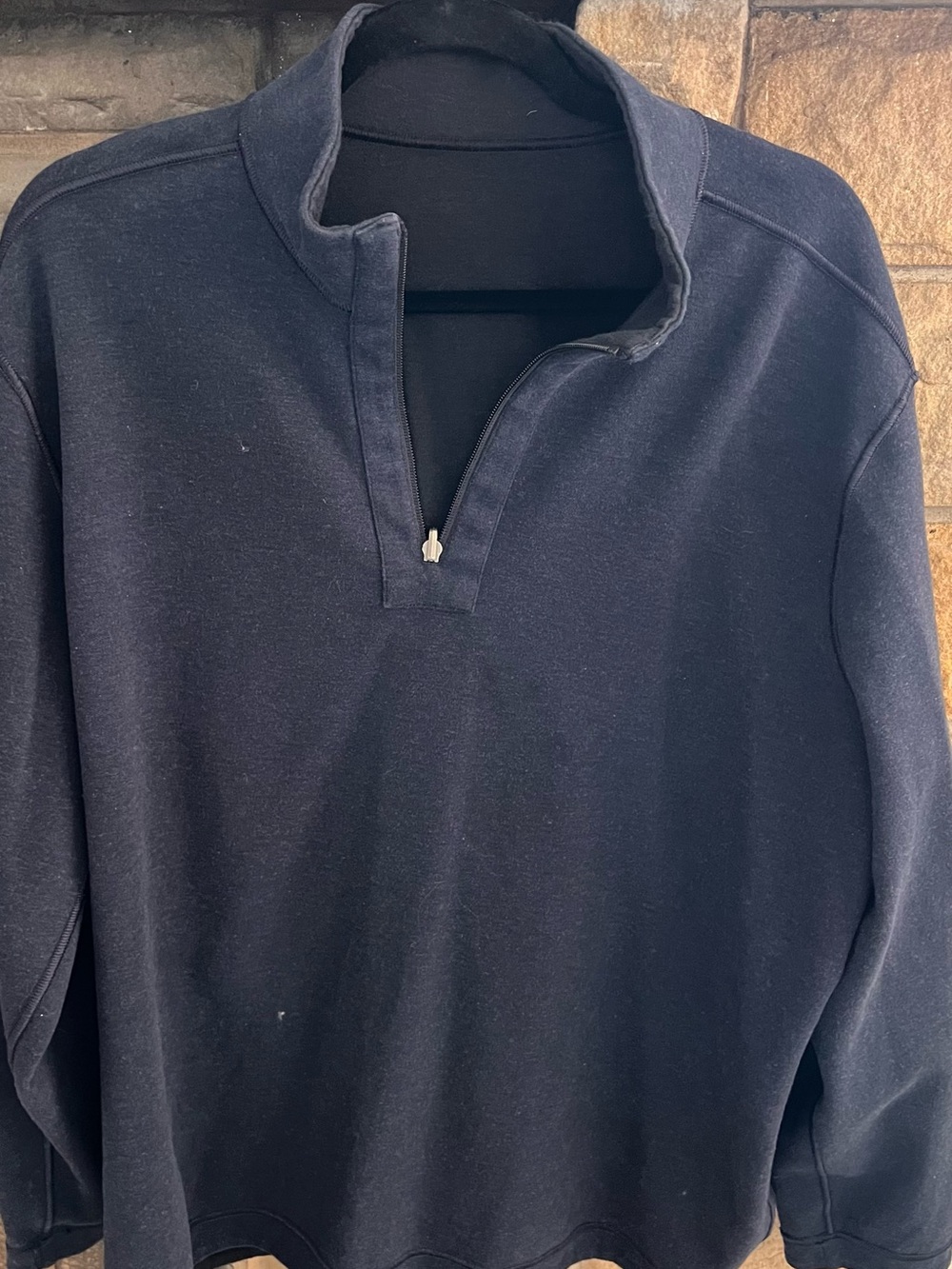 Reversible Navy and Black Quarter-Zip Pullover Sweatshirt